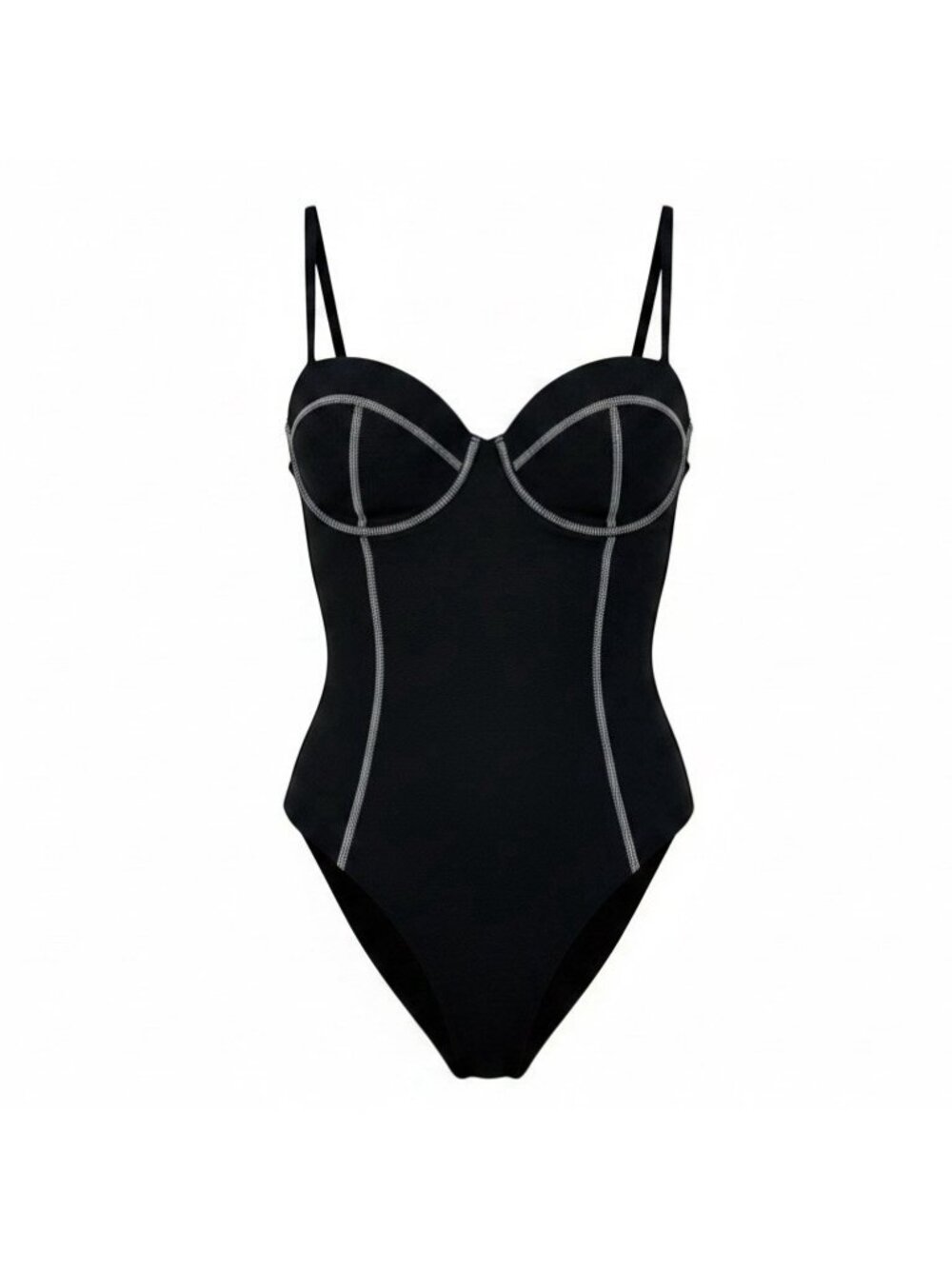 ONIA Valerie One Piece Swimsuit Size Small Black Outline Bustier Corset Textured